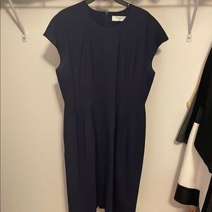 MM Lafleur Blue Sheath Dress with Flutter Cap Sleeves